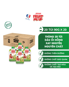 Thùng 20 Túi Trái Cây Xay Nhuyễn Vị Dâu Ổi Hồng - 100% trái cây thật - ANDROS FRUIT ME UP - 90gx20