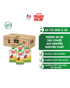 Thùng 20 Túi Trái Cây Xay Nhuyễn Vị Táo Chuối - 100% trái cây thật - ANDROS FRUIT ME UP - 90gx20