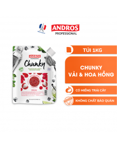 Mứt Trái Cây Pha Chế Vải & Hoa hồng - Có miếng trái cây thật - ANDROS CHUNKY - 1kg
