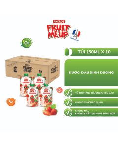 Combo 10 Túi Nước Dâu Dinh Dưỡng - Hỗ Trợ Bé Tăng Chiều Cao & Đề Kháng - ANDROS FRUIT ME UP - 150ml x 10