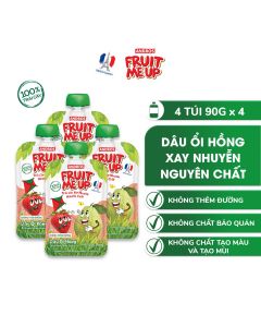 Combo 4 Túi Trái Cây Xay Nhuyễn Vị Dâu Ổi hồng - 100% trái cây thật - ANDROS FRUIT ME UP - 90gx4