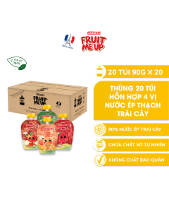 Thùng 20 Túi Thạch Hỗn Hợp 4 Vị - 90% Nước Ép Trái Cây Thật - ANDROS FRUIT ME UP - 90gx20