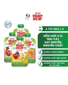 Combo 4 Túi Trái Cây Xay Nhuyễn Vị Hỗn hợp 4 vị - 100% trái cây thật - ANDROS FRUIT ME UP - 90gx4