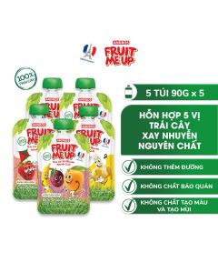 Combo 5 Túi Trái Cây Xay Nhuyễn Hỗn Hợp 5 vị - 100% trái cây thật - ANDROS FRUIT ME UP - 90gx5