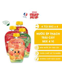 Combo 4 Túi Thạch Trái Cây 4 vị (Táo, Dâu, Đào, Dưa Hấu) - 90% Nước Ép Trái Cây Thật - ANDROS FRUIT ME UP- 90gx4
