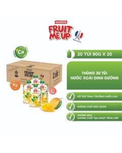 Thùng 20 Túi Nước Xoài Dinh Dưỡng - Hỗ trợ bé tăng chiều cao - ANDROS FRUIT ME UP - 90g x 20