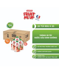 Thùng 20 Túi Nước Dâu Dinh Dưỡng - Hỗ trợ bé tăng chiều cao - ANDROS FRUIT ME UP - 150ml x 20