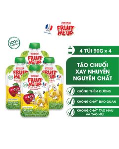 Combo 4 Túi Trái Cây Xay Nhuyễn Vị Táo chuối - 100% trái cây thật - ANDROS FRUIT ME UP - 90gx4