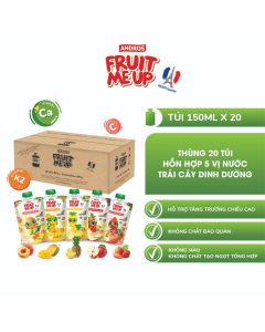 Thùng 20 Túi Nước Trái Cây Dinh Dưỡng Hỗn Hợp 5 Vị - Hỗ trợ bé tăng chiều cao - ANDROS FRUIT ME UP - 150ml x 20